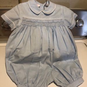 Smocked boys bubble one piece outfit